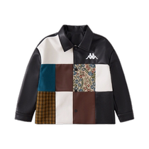 Kappa Kids Kappa Boys Jacket 2024 Autumn Fashionable Medium and Large Childrens Leather Jacket with Contrast Color Childrens Jacket