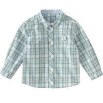 David Bella childrens shirt spring 2024 new boys plaid cotton shirt baby casual top