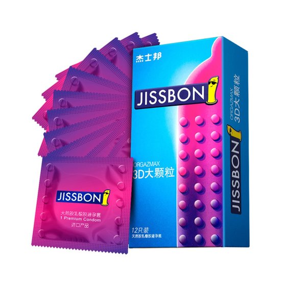 Jissbon condom large particle 3D threaded family planning supplies sexy ultra-thin condom with thorn male 12 pieces