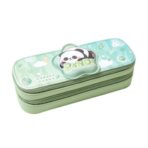 Stationery box boys large capacity pencil case 2024 new panda simple double-layer pencil case for primary school girls