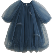 (Clearout) Marc Jenny Summer Dress Girls Puff Sleeve Mesh Dress French Mini Skirt