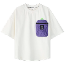 Cartoonist childrens clothing outdoor waterproof and anti-fouling backpack pocket boys and girls elastic short-sleeved tops pure cotton children and boys