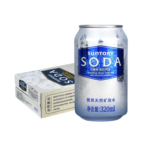 零脂无糖！SUNTORY三得利 苏打汽水320ml*24罐