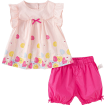 David Bella childrens shorts set 2024 girls pure cotton short-sleeved two-piece set for baby girls new style summer clothes