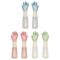 Velvet autumn and winter dishwashing gloves housekeeping cleaning lady kitchen durable waterproof rubber leather washing clothes and dishes thickening