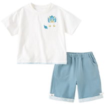 David Bella boys five-piece pants suit 2024 summer new style childrens national style two-piece short-sleeved shorts set