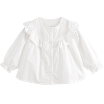 Mark Jenny girls sweet ruffled shirt childrens shirt pure cotton shirt top autumn new style 241376