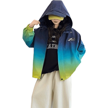 Yibeitong Girls Spring and Autumn Gradient Color Jackets 2024 Childrens Autumn Casual Jackets Little Girls Autumn Tops