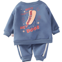 kmi infant spring suit clothes new childrens pullover sweatshirt mens and womens baby tops and pants two-piece set