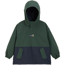 Qianquhui Childrens Clothing Spring and Autumn Fashionable Casual Contrast Color Splicing Half-Flat Placket Woven Hooded Pullover for Boys and Girls