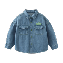 Pure cotton] Qiqi Xiong boys denim shirt childrens long-sleeved shirt baby moisture-absorbent breathable autumn new coat