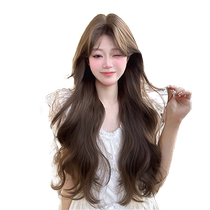 (Pumping Heartbeat) Wig Womens Long Curly Hair Simulation Hair Wave Full Head Cover Fresh Natural and Comfortable Whole Wig