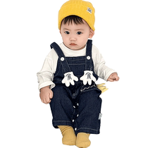 kmi baby autumn clothes autumn baby jumpsuit denim overalls outing clothes autumn coat two-piece suit