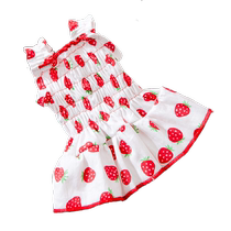 Strawberry all-over printed skirt cat and dog clothes spring and summer thin puppet Pomeranian Bichon Teddy pet summer