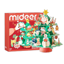 mideer Milu Christmas 3D three-dimensional puzzle 3 to 6 years old 8 wooden childrens educational toys diy handmade music box