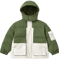 Yings childrens down jacket winter warm hooded down jacket medium and large childrens cold-proof down jacket 2024 new style