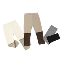 (Australian Velvet) Nido Bear 2024 Autumn New Girls Leggings Baby Girls Contrast Color Splicing High Elastic Trousers