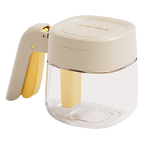 Creative home kitchen glass seasoning jar with spoon seasoning storage box flip-top single-handle push-type seasoning jar