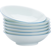 Jingdezhen Ceramic Blue Edge Shadow Blue Tableware Set Home Chinese Simple Soup Plate and Dish Plate Matching