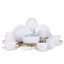 Yunzhihe high temperature underglaze color pure white 2024 bowl and dish set household bone china tableware Jingdezhen bowls plates and chopsticks housewarming