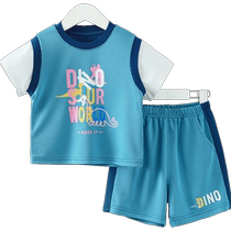 Qiqi Xiong Boys Suit Summer Clothing Childrens Sports Suit Basketball Suit Childrens Outdoor Two-piece Suit Summer Breathable