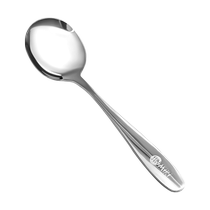 Lajia Antibacterial Stainless Steel Thickened Round Bottom Long Handled Table Spoon Western Rice Spoon High-Looking Spoon 1 Pack