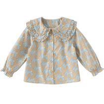 David Bella Childrens Shirt 2024 New Spring Clothes Girls Pure Cotton Cartoon Shirt Baby Casual Childrens Clothing