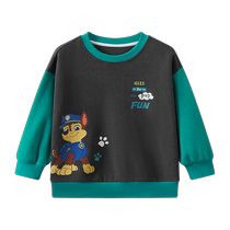 () Paw Paw Team Boys Sweatshirts Spring and Autumn Childrens Contrast Color Tops Street Fashionable Cartoon Bottoming Shirt