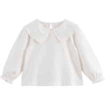 (Clearout) Marc Jenny Spring New Girls Hollow Big Lapel Long Sleeve T-Shirt