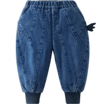 Qiqi Xiong boys velvet jeans winter childrens trousers thickened baby winter clothes fashionable boy baby pants
