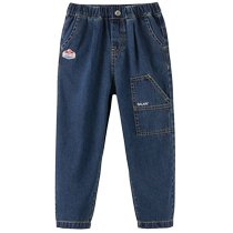 David Bella childrens jeans boys 2024 new pure cotton pants medium and large childrens straight pants overalls autumn wear