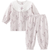 Guiqi Bear Baby Girl Pure Cotton Underwear Set Spring and Autumn Home Basement Baby Cute Clothes and Pants Two-piece Set