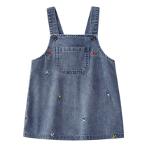 Jerry Babe girls denim skirt childrens sundress spring and summer suspender skirt summer dress childrens skirt summer