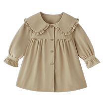 Childrens Korean style coats toddlers fashionable autumn clothes 2024 little girls mid-length clothes spring and autumn girls autumn windbreakers