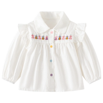 Banxidi Girls Shirts Autumn Clothes 2024 New Fashionable Baby White Tops Childrens Princess T-Shirts Spring and Autumn