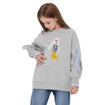 Girls sweatshirts spring and autumn 2024 new big childrens fake two-piece striped stitching long-sleeved tops girls fashionable autumn clothes