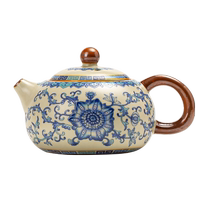 Gold inlaid corn yellow Ru kiln Xishi teapot tea cup single pot opening piece can be used to raise tea brewing utensils tea ceremony household kung fu tea set
