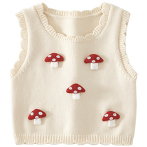 Banxidi Girls Vest Spring and Autumn Outer Wear 2024 New Baby Girl Wool Vest Autumn Childrens Knitted Tops
