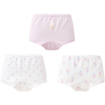 (Pure Cotton) Mini Balabala Girls Underwear 3 Pack Spring Baby Childrens Cotton Elastic Breathable Boxer Briefs