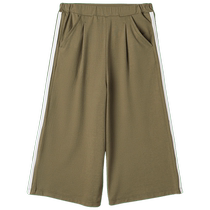 Qianquhui Childrens Clothing Summer Style Childrens Boys and Girls Lightweight Jersey Cotton Sports Style Cropped Pants with Strips on Both Sides
