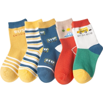 Boys socks spring and autumn new childrens cartoon autumn and winter pure cotton socks boys and girls medium tube socks baby childrens socks medium and large children