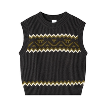 Ueki childrens clothing girls knitted vest childrens vest outer wear for middle and large children autumn 2024 new sweater tops