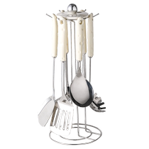 Sherry Cream White Stainless Steel Kitchenware Rice Spoon Colander Noodle Spoon Large Spoon Spatula Frying Seven-piece Ceramic Handle