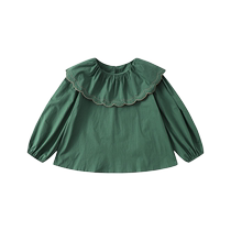 Ueki childrens clothing doll large lapel pure cotton girls shirt medium and large children 2023 autumn new casual childrens jacket