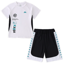 Kappa Kids summer casual sports childrens suit 2024 fashionable boys T-shirt short-sleeved shorts two-piece set