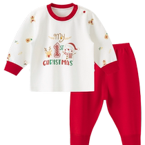 Baby underwear set spring and autumn modal split clothes pants baby Christmas and New Year red clothes