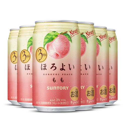 日本进口 HOROYOI和乐怡 配制酒白桃味350ML*6连包装