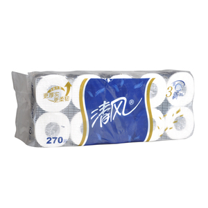 9.89元 清风卷纸 卷筒卫生纸 不掉屑 3层270段