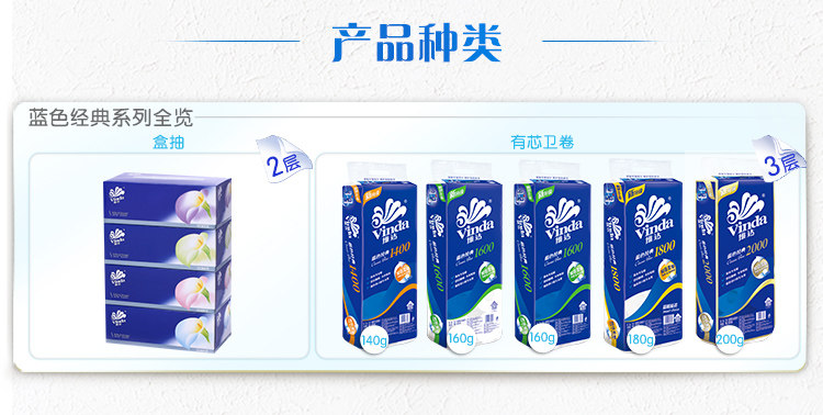 维达蓝色经典系列卫生纸巾4层140g有芯卷纸 维达蓝色经典系列卫生纸巾4层140g有芯卷纸