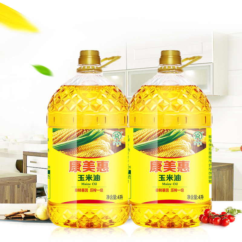 康美惠 非转基因压榨一级玉米食用油 4L*2桶 聚划算双重优惠折后￥69.9包邮